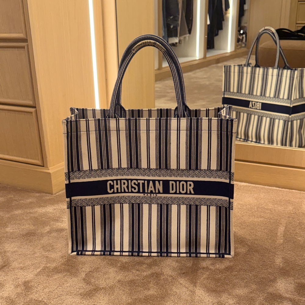 Christian Dior Blue and White Striped Book Tote - Ibiza Limited Edition